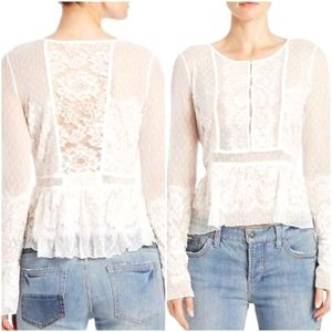 Free People | Ivory Comb Penelope Peplum Lace M